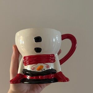 Snowman Mug with Red Handle